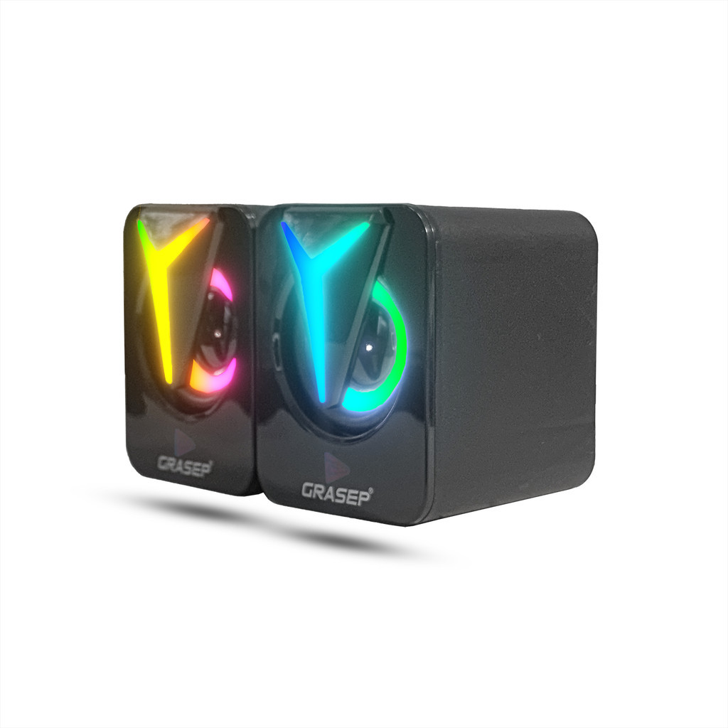 Caixinha Caixa de som Pc Gamer Iluminação LED RGB Chroma Mac Computador Notebook TV Tablet USB P2