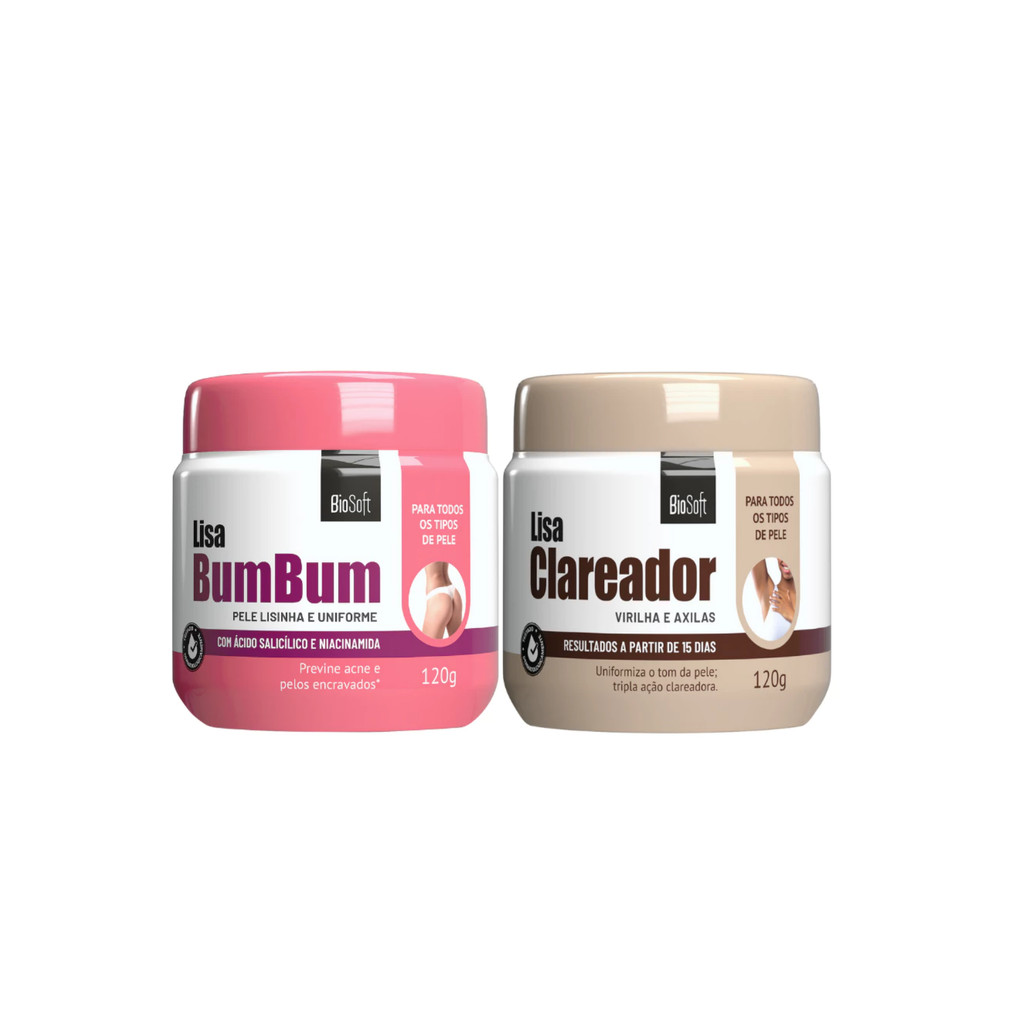 Kit BioSoft Lisa BumBum + Clareador Virilha e Axilas 120g Cada – 2 Produtos
