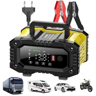 Carregador Automático 12V 10A 24V 5A Recuperação de Bateria Proteção Completa Para Carro Moto Veículos