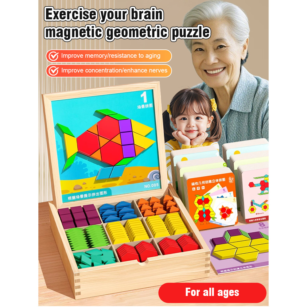 【Raciocínio Lógico】Quebra-Cabeça Magnético Geométrico/Jogo Educativo/Formas Geométricas/Brinquedo Infantil