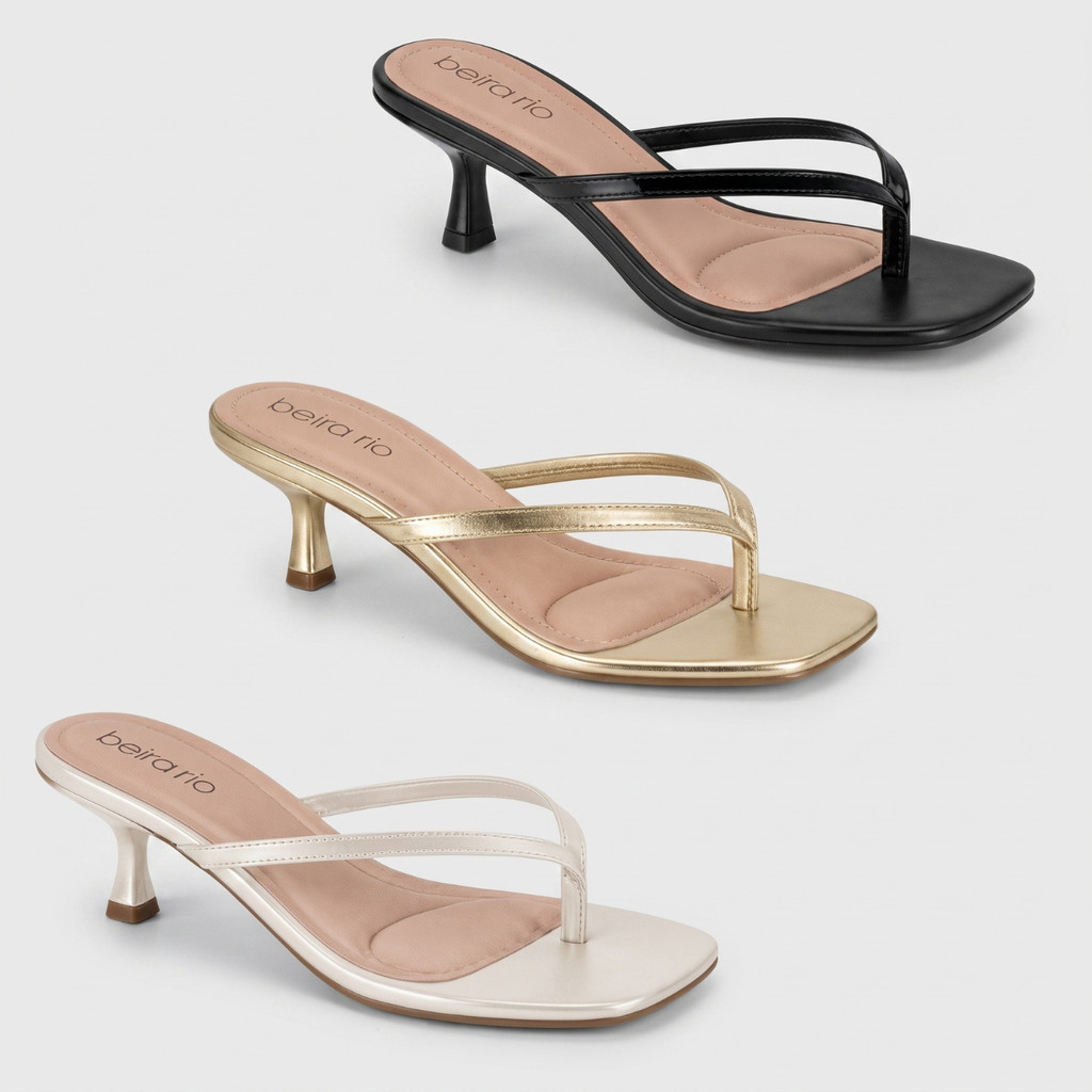Tamanco Sandália Feminina Beira Rio Salto Taça Kitten Heel Dedo Original