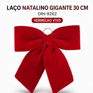 Laço Natalino Gigante Aveludado Vermelho Vivo para Decoração Festiva OIH-9262
