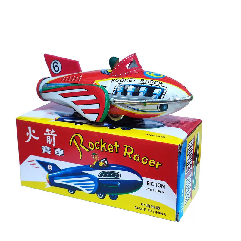 [Não. 6 Rocket Tin Racing Car] Retro Nostálgico Brinquedos Fotografia Adereços Brinquedos de Lata Brinquedos Colecionáve
