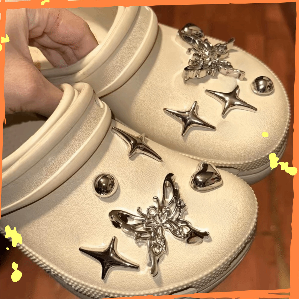 1 Conjunto De Acessórios Para Sapatos Destacáveis , Amuletos De Sapato De Borboleta De Coração , Decoração De Five