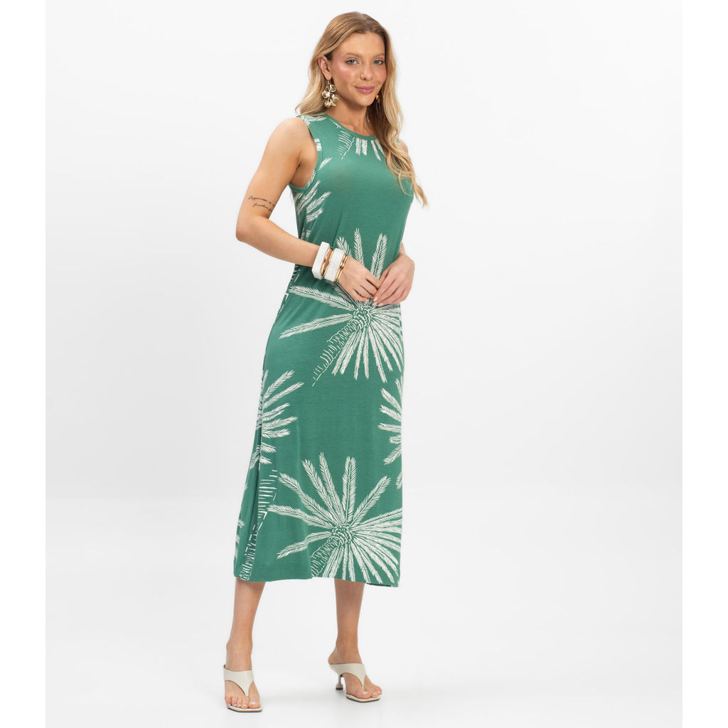 Vestido Midi Feminino Viscotorcion Rovitex Verde