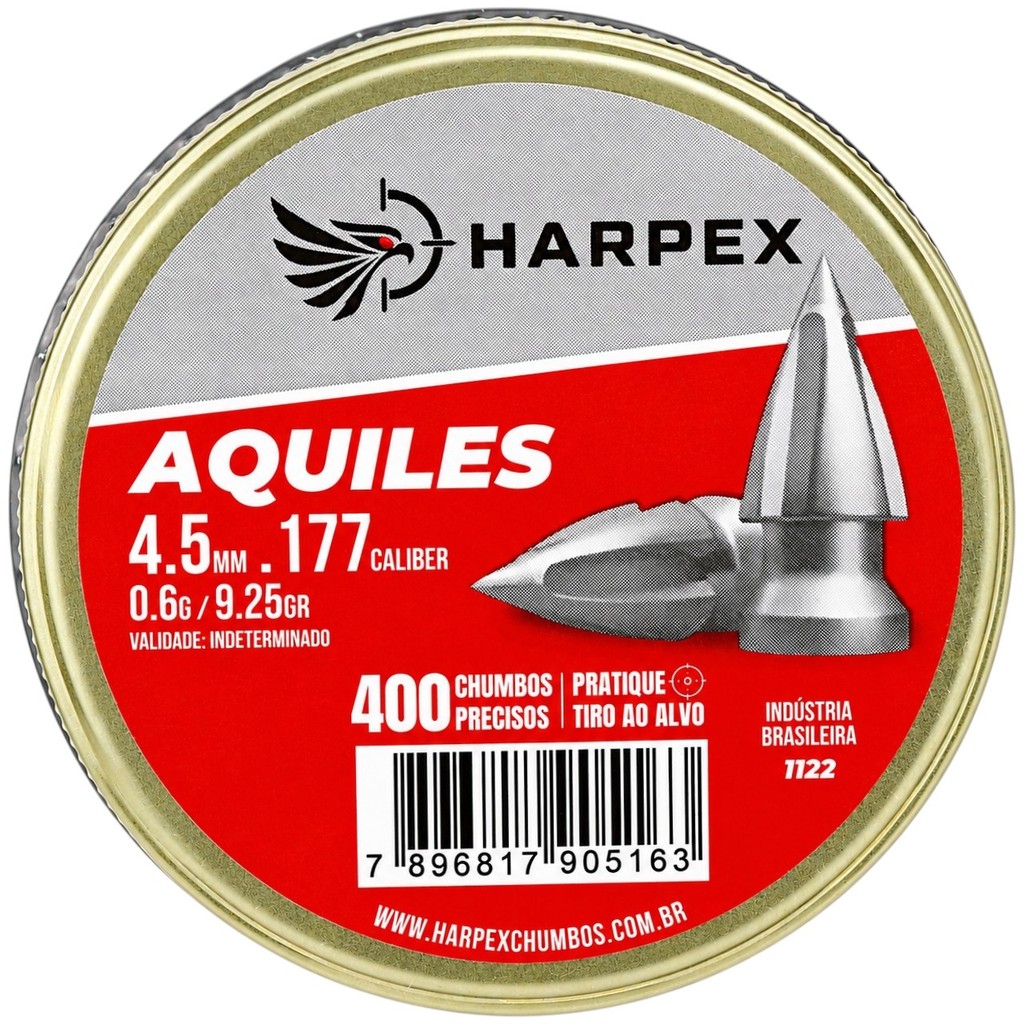 Chumbinho Harpex Aquiles Alta Perfuração 4.5mm (.177) - 400un