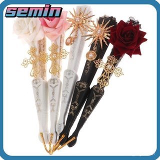  SEMIN Ventilador de renda dobrável de plástico gótico estilo Lolita adereços fotográficos manuais ** - e CSXW