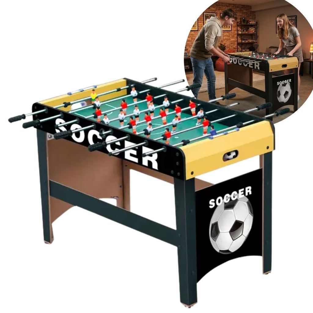 Mesa De Pebolim Totó 117cm Adulto Infantil Futebol De Mesa MDF Grande Para Casa Festa E Salão De Jogos