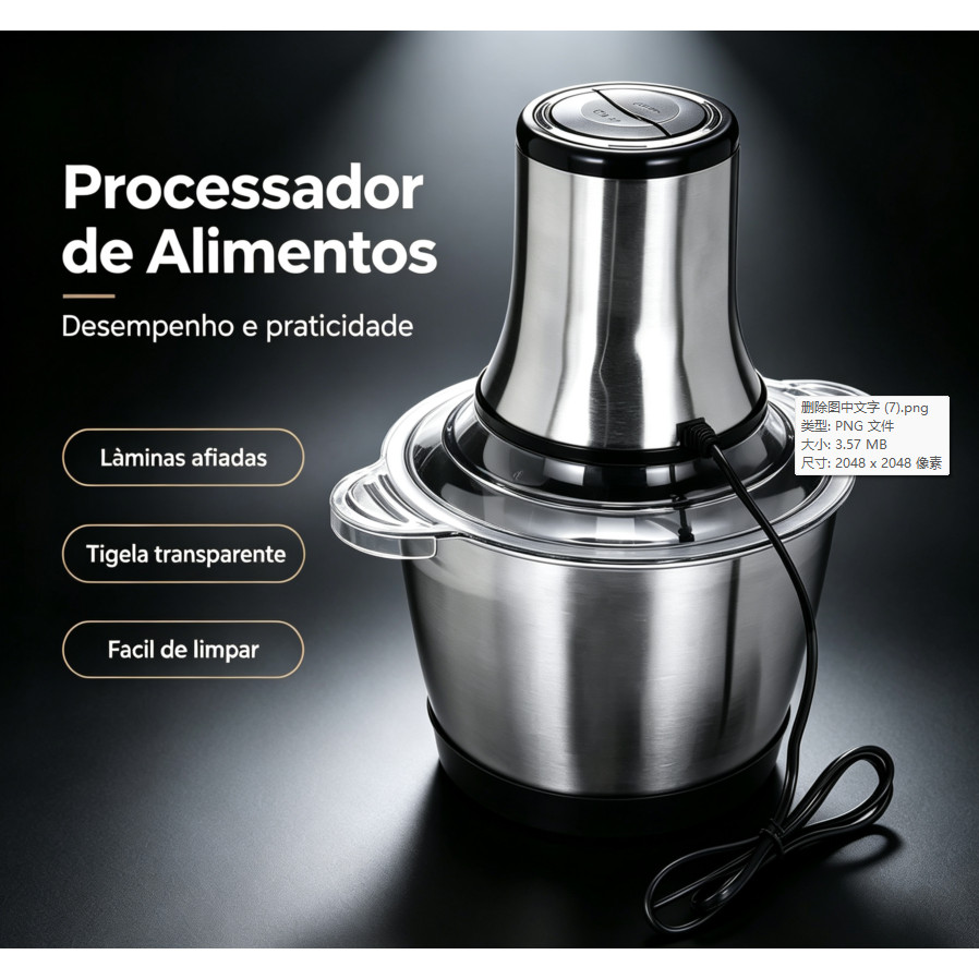 3L Picador De Alimentos Moedor De Carne Mixer Elétrica Processador Cozinha Casa Alho - 110v- 220v