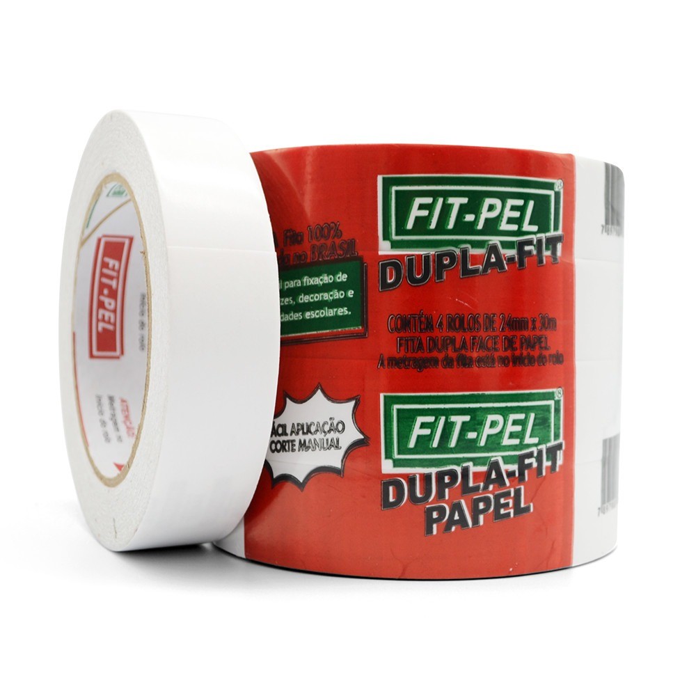 Fita adesiva dupla face 24 mm x 30 metros com 4 peças - 10702206 Fit-Pel