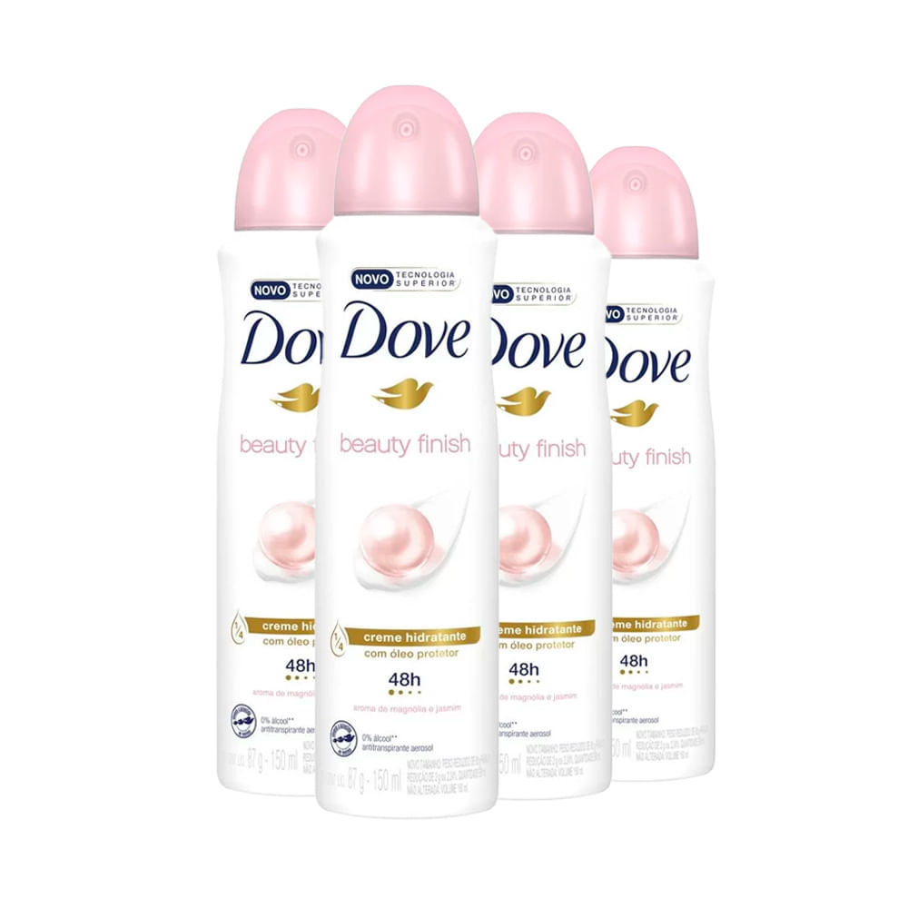 Kit Desodorante Aerosol Dove Beauty Finish - Edição Limitada 150ml - 4 unidades