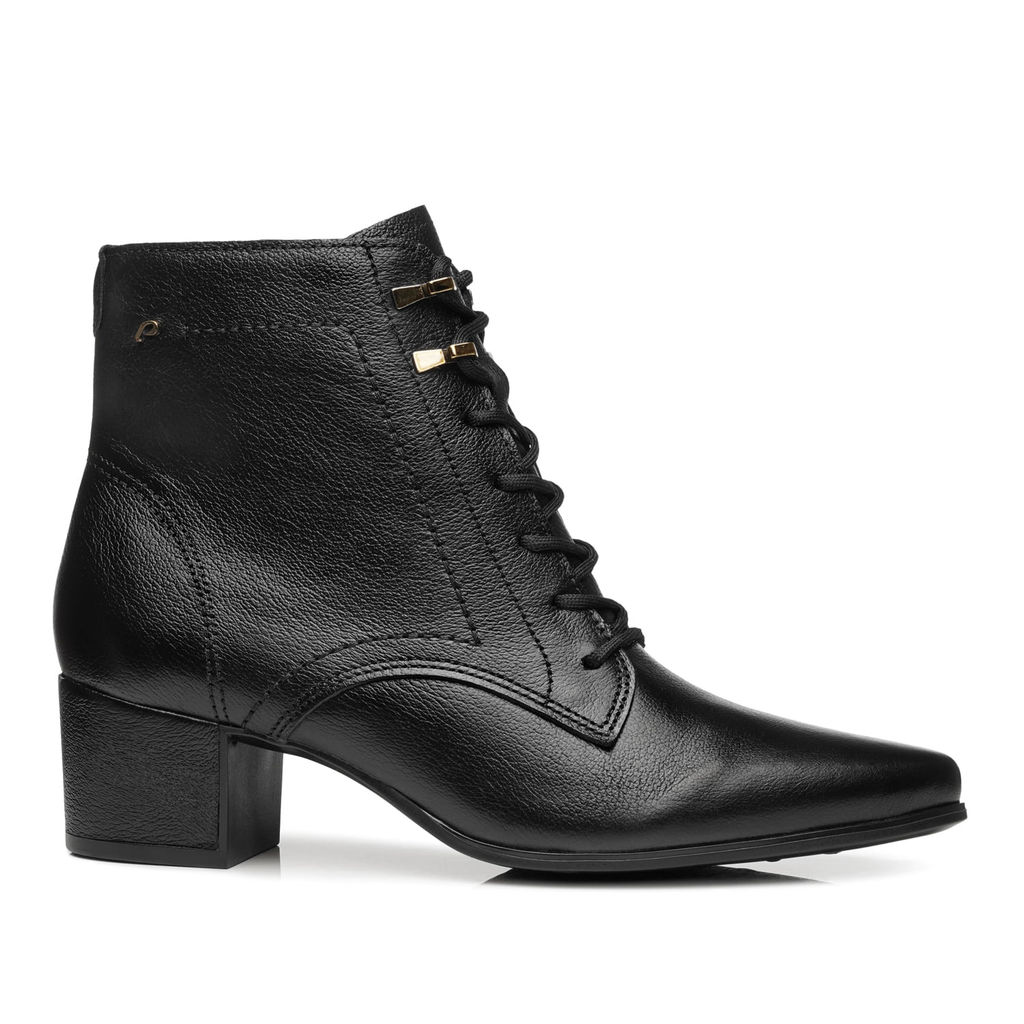 Bota Pegada Feminina em Couro Preta Cano Curto 280904-04