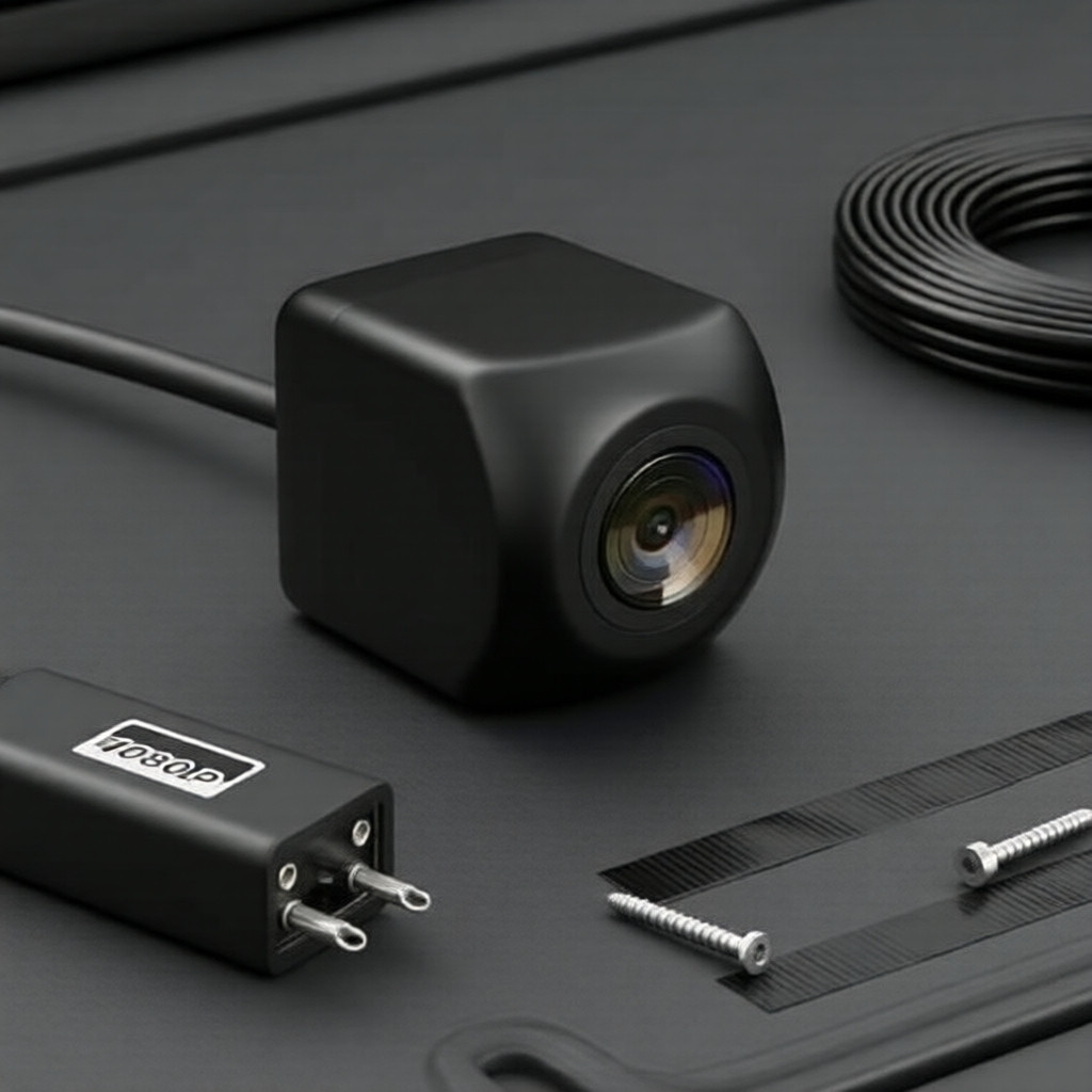 Câmera de ré DVR para carro 1080P à prova d'água com 4 pinos / câmera de painel espelhada