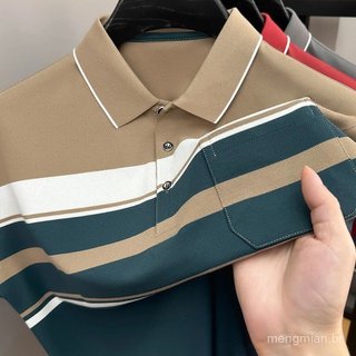 Camisa polo de manga curta listrada de alta qualidade, nova, respirável e agradável ao toque, camiseta casual masculina 