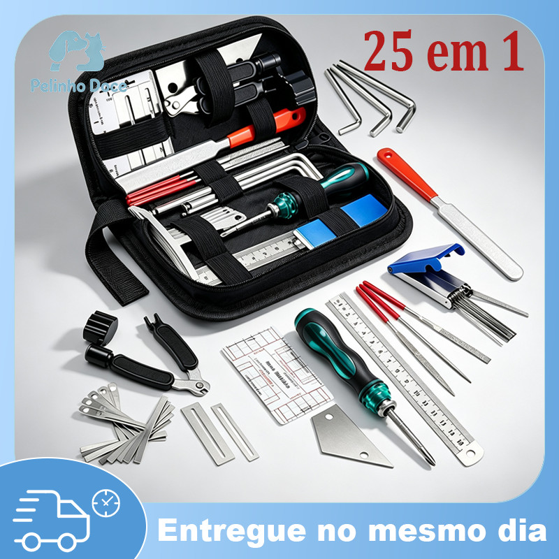 Conjunto de ferramentas de reparo de guitarra 25 em 1 Ferramentas para Troca de Cordas e Reparo de Guitarra