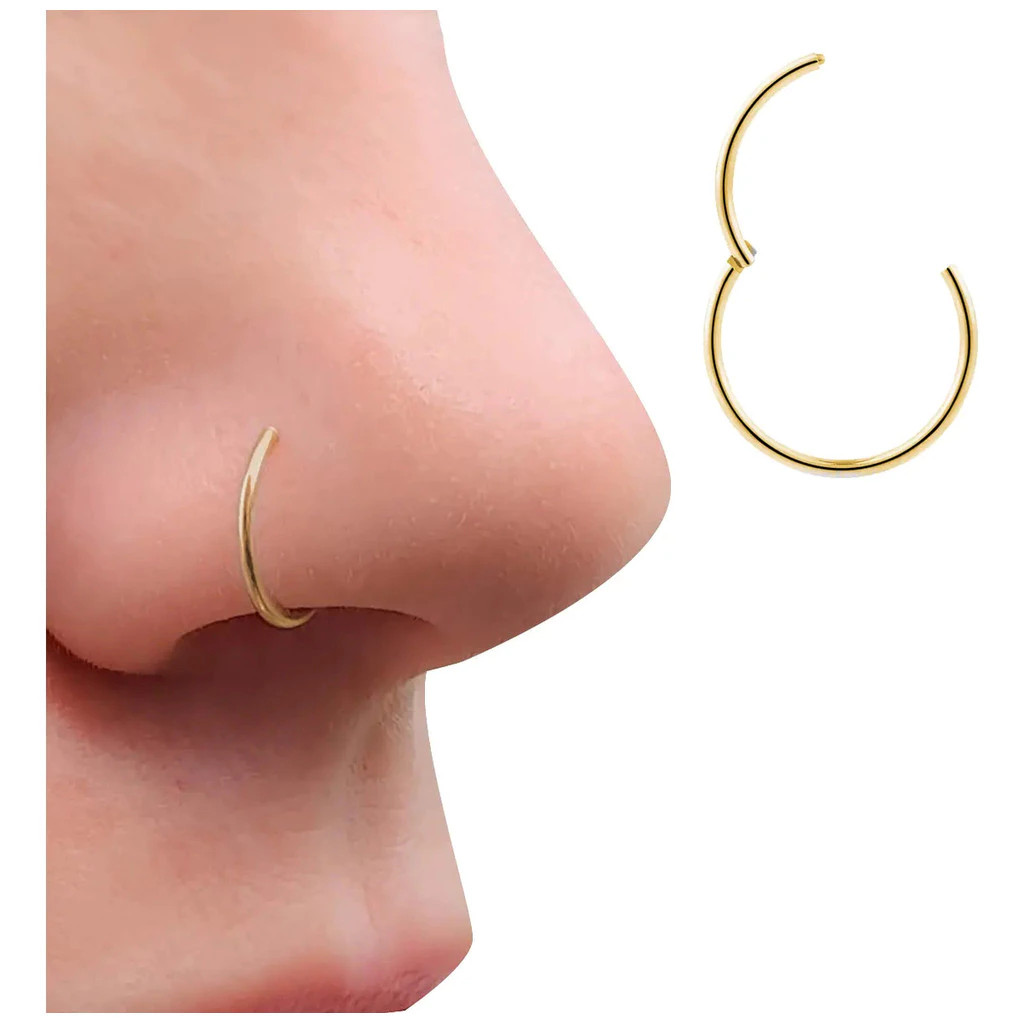 Piercing de Nariz Argola Clicker em Aço Finíssimo - Fácil de Colocar