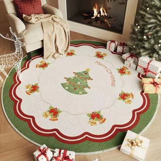 Natal tapete redondo árvore de natal dedicado sala de estar decoração tapete de cabelo curto resistente à sujeira resist