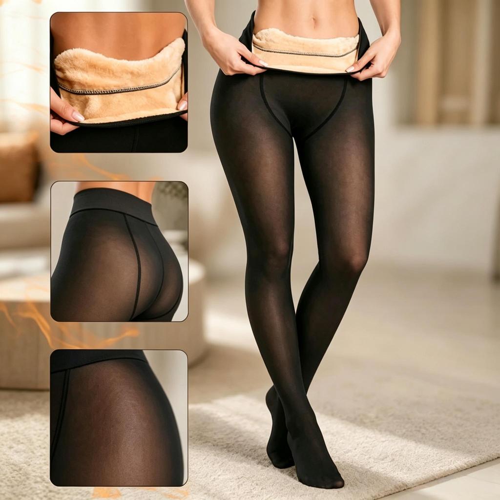 Meia Calça Térmica Feminina Forrada Peluciada Translúcida Alta Elasticidade Super Quente Inverno Tamanho Único