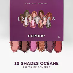 Kit Paleta de Sombras 12 Shades + Flat Blend Roxa Océane Purple (2 Produtos)