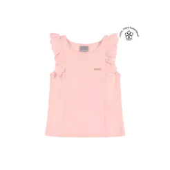 Blusa Infantil Menina Malha Linho Babado Colorittá Rosa