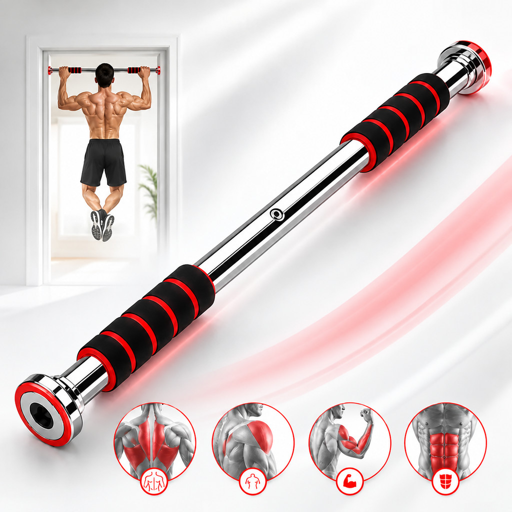 Barra Fixa de Porta para Exercícios Ajustável 63 a 96 CM Crossfit Calistenia Fitness Força