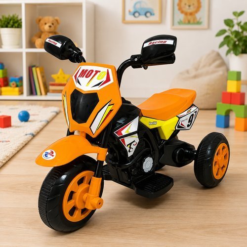 Moto Eletrica Infantil Cross Potencia Alta Luzes Led Veiculo Motorizado Criancas Laranja