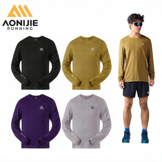 AONIJIE FM5270 Caminhada Trekking Merino Lã Top Masculino Secagem Rápida Manga Longa Ao Ar Livre