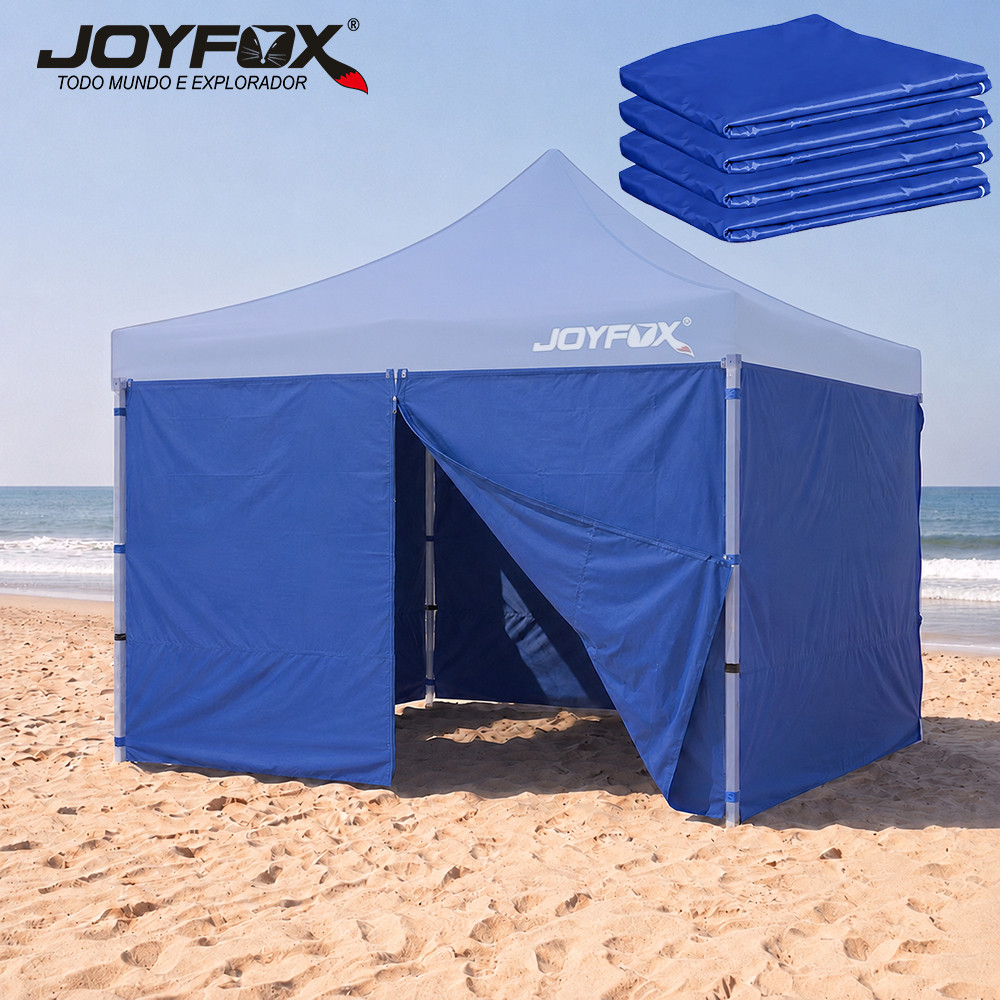 4 Paredes Fechamento Lateral Removível Para Tenda Gazebo 3x3 Azul