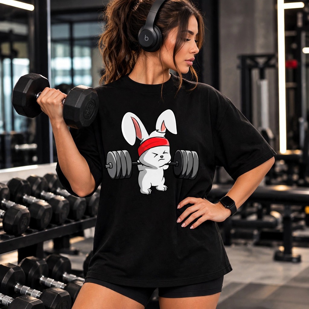 Camiseta Feminina Oversized Fashion Coelho Academia Treino Camisa Otima Qualidade 100% Algodão Blusa Feminina