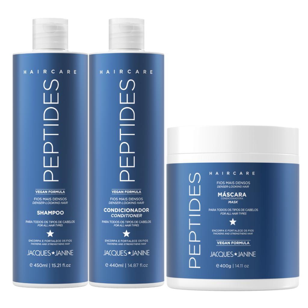 Jacques Janine Hair Care Peptídeos Shampoo 450ml Condicionador 440ml + Máscara Hidratação 400g — Fortalecimento dos Fios