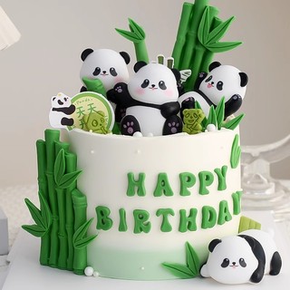 Influenciador bonito Panda bolo decoração ornamentos molde de cozimento de bambu crianças bolo de aniversário Plug-In ac