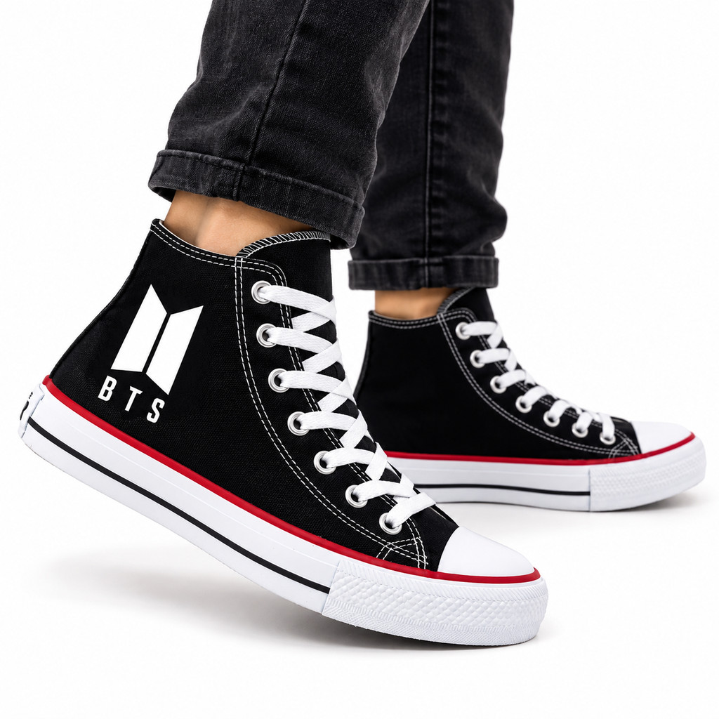 Tênis BTS Cano Baixo Estampado Casual Geek Kpop Confortável Show Army