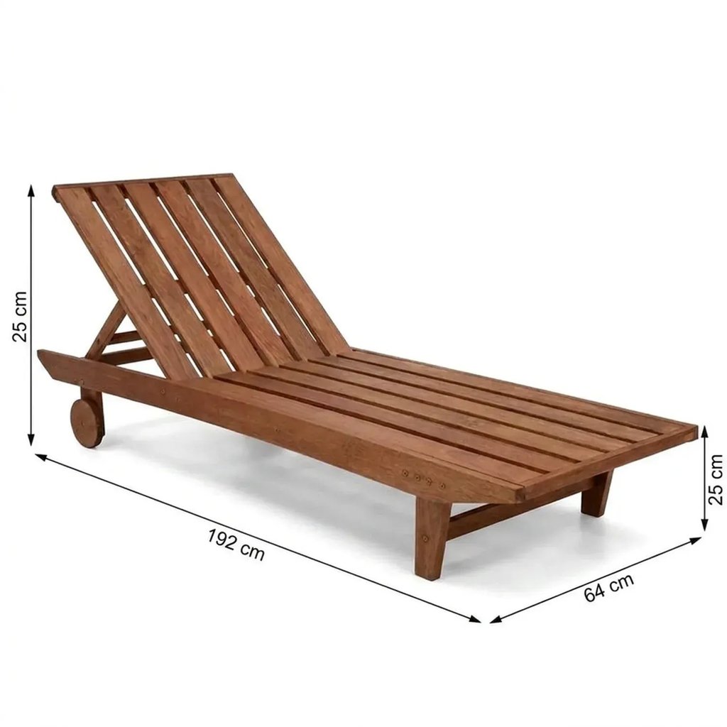 Espreguiçadeira de Madeira Maciça para Piscina Marrom Maldivas 192 x 64cm 1 · foto 2