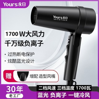 Yongri 6291 Secador de cabelo de íon negativo Secador de cabelo de alta potência 1700W Secador de cabelo de ar quente e 