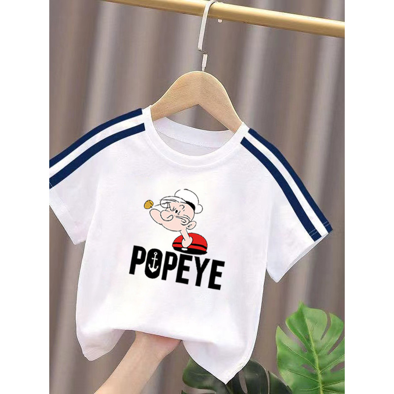 100% algodão meninos usar três barras em torno do pescoço de manga curta camiseta verão novo estilo crianças bebê moda i
