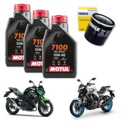 KIT TROCA ÓLEO YAMAHA 3l MOTUL 7100 10W40 4T YAMAHA XJ6 z400 z300 ER6 CBR1000 CB1000 CB500 + 1 FILTRO MAHLE