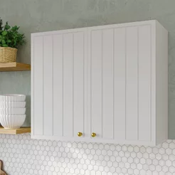 Armário Aéreo Planejado 2 Portas 80cm Marselha CabeCasa MadeiraOriginals Branco Branco