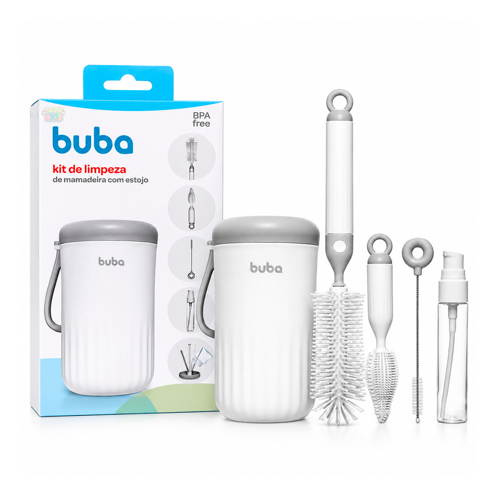 Kit Portátil Para Limpeza De Mamadeira Com Estojo 5 Em 1 Escova Original Buba