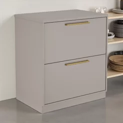 Balcão Cozinha 1 Porta 1 Gaveta 80cm com Tampo 100% MDF Rodapé em PVC Essence Itatiaia Cinza/Fendi