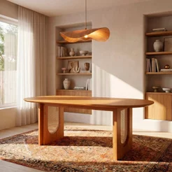 Mesa de Jantar Oval 8 Lugares 210cm Tali CabeCasa MadeiraOriginals Marrom Cinamomo Cinamomo