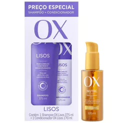 Kit OX Liso Duradouro Shampoo + Condicionador + Óleo Capilar Nutritivo 120ml