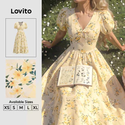 Lovito Vestido Elegante Com Laço E Zíper – Primavera/verão Para Mulheres DRK9P1D748