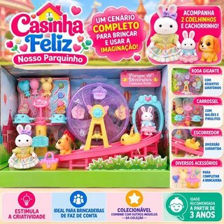 Parque Diversões Casinha Feliz Roda Gigante Cachorro Escorredor Coelhinho Multicolorido Zoop Toys
