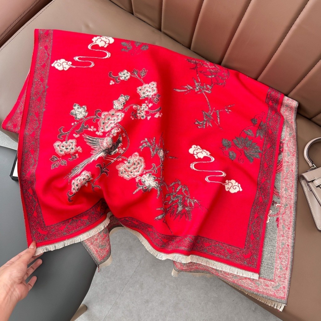 Lenço de caxemira com imitação de sensação de alta qualidade, roupa estrangeira chinesa, xale de uso duplo, babador de x