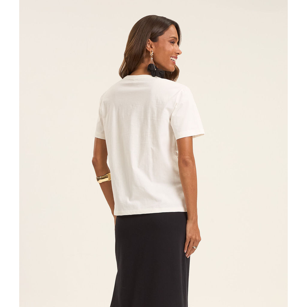 T- Shirt Feminina em Meia Malha Rovitex Bege · foto 2