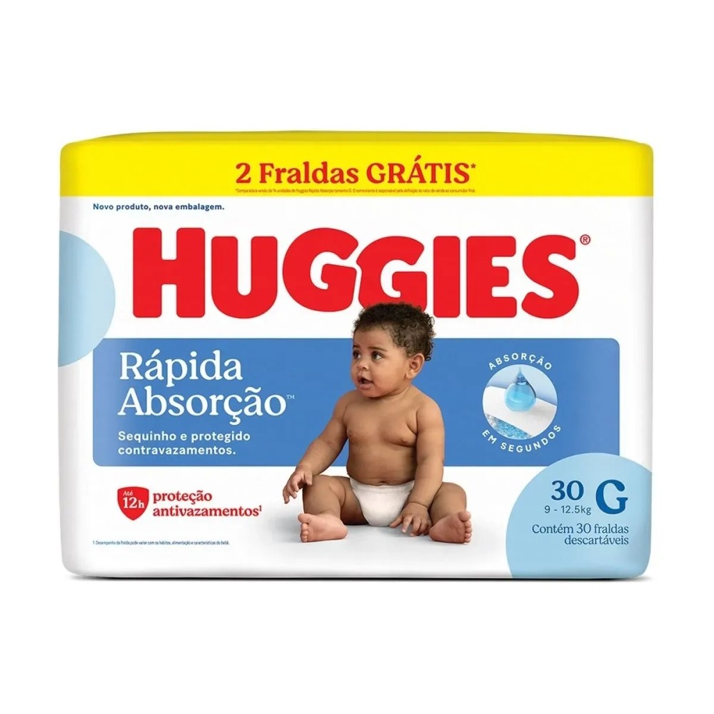 Fralda Infantil Huggies Tripla Proteção G 30 Unidades Fralda Huggies Tripla Proteção Meguinha Tamanho G - 30 Unidades