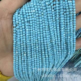 Fabricante Natural turquesa contas redondas cubo açúcar pipoca cola de enchimento solto ângulo de corte facetado jóias p
