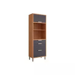 Paneleiro de Cozinha Eloise Torre Quente c/2 Gavetas e 2 Portas Basculantes Riscadas 70 cm Freijo/Titanium - MGM