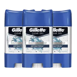 Kit Desodorante Gel Antitranspirante Gillette Antibacterial 82g - 3Unidades