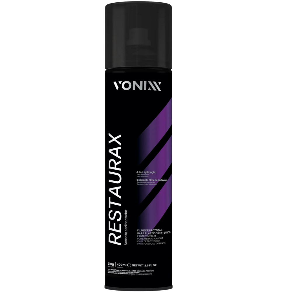 Produto para Revitalizar Plásticos Restaurar Painel Parachoque Restaurax Vonixx Spray 400ml